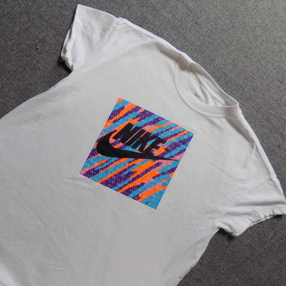 Nike Graphic T-Shirt Mens Medium White Good Crazy Wild Primitive Quote Tee